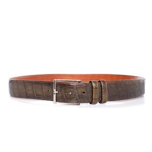 Santoni Alligator leather belt in olive green